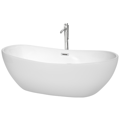 Wyndham Free Standing Bath Tubs, Whitesnow, Brushed Nickel,Chrome, Faucet, Freestanding Bathtub, 700161173031, WCOBT101470ATP11PC