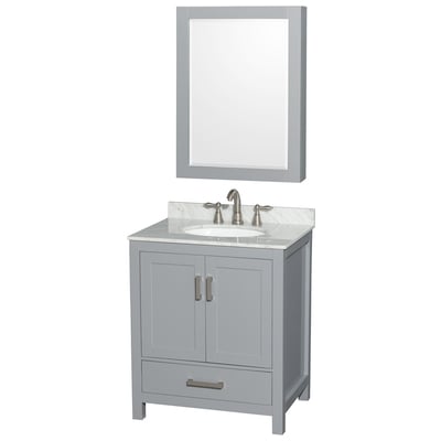 Wyndham Bathroom Vanities, Single Sink Vanities, Under 30, Gray, Modern, Vanity Set, 700161157505, WCS141430SGYCMUNOMED