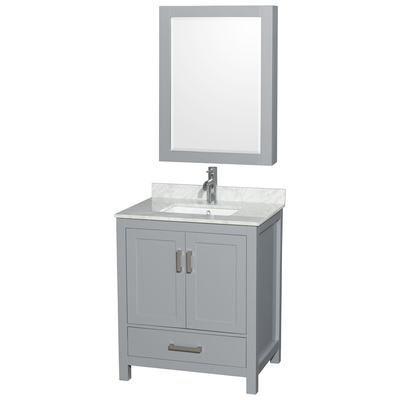 Wyndham Bathroom Vanities, Single Sink Vanities, Under 30, Gray, Modern, Vanity Set, 700161157536, WCS141430SGYCMUNSMED
