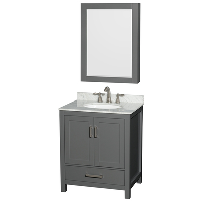 Wyndham Bathroom Vanities, Single Sink Vanities, Under 30, Gray, Modern, Vanity Set, 700161169034, WCS141430SKGCMUNOMED