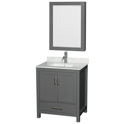 Wyndham Bathroom Vanities, Single Sink Vanities, Under 30, Gray, Modern, Vanity Set, 700161169065, WCS141430SKGCMUNSMED