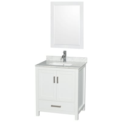 Bathroom Vanities Wyndham Sheffield White WCS141430SWHCMUNSM24 700161157376 Vanity Set Single Sink Vanities Under 30 White 25 