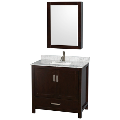 Wyndham Bathroom Vanities, Single Sink Vanities, 30-40, Dark Brown, Modern, Vanity Set, 700253904246, WCS141436SESCMUNSMED