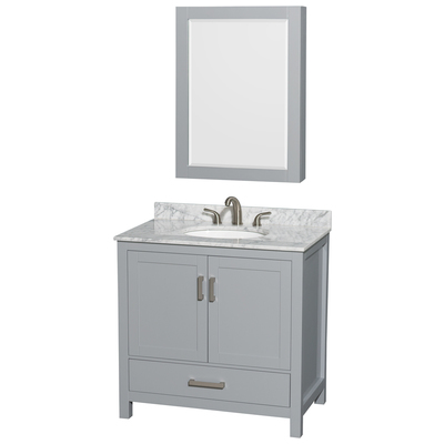 Wyndham Bathroom Vanities, Single Sink Vanities, 30-40, Gray, Modern, Vanity Set, 700161157659, WCS141436SGYCMUNOMED