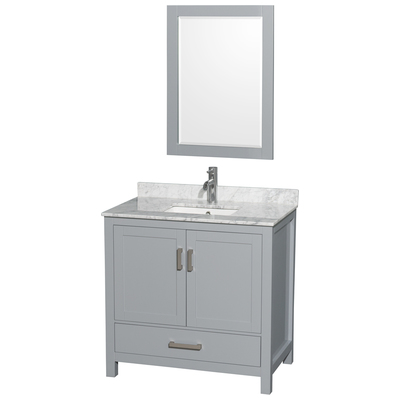 Wyndham Bathroom Vanities, Single Sink Vanities, 30-40, Gray, Modern, Vanity Set, 700161157673, WCS141436SGYCMUNSM24