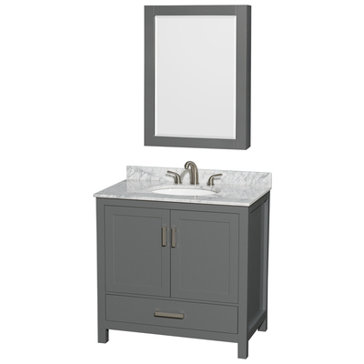 Wyndham Bathroom Vanities, Single Sink Vanities, 30-40, Gray, Modern, Vanity Set, 700161169126, WCS141436SKGCMUNOMED