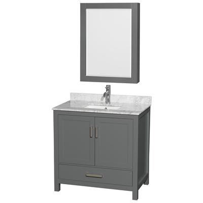 Wyndham Bathroom Vanities, Single Sink Vanities, 30-40, Gray, Modern, Vanity Set, 700161169157, WCS141436SKGCMUNSMED
