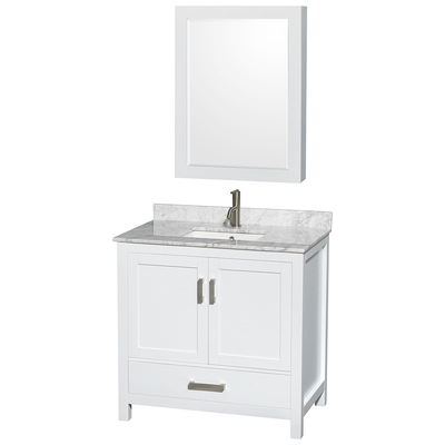 Wyndham Bathroom Vanities, Single Sink Vanities, 30-40, White, Modern, Vanity Set, 700253904093, WCS141436SWHCMUNSMED