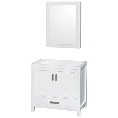 Wyndham Bathroom Vanities, Single Sink Vanities, 30-40, White, Cabinets Only, Modern, Vanity Cabinet, 700253904062, WCS141436SWHCXSXXMED