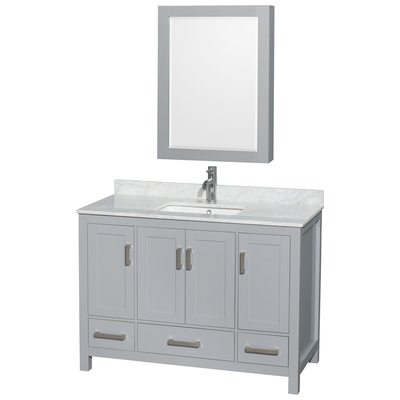 Wyndham Bathroom Vanities, Single Sink Vanities, 40-50, Gray, Modern, Vanity Set, 700161157833, WCS141448SGYCMUNSMED