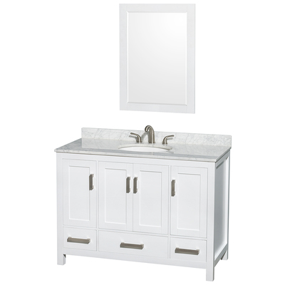 Bathroom Vanities Wyndham Sheffield White WCS141448SWHCMUNOM24 700253903836 Vanity Set Single Sink Vanities 40-50 White 25 