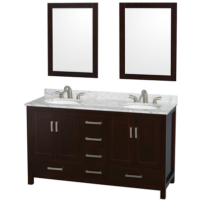 Wyndham Bathroom Vanities, Double Sink Vanities, 50-70, Dark Brown, Modern, Vanity Set, 700253903362, WCS141460DESCMUNOM24