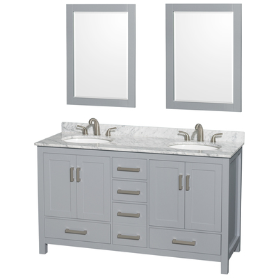 Wyndham Bathroom Vanities, Double Sink Vanities, 50-70, Gray, Modern, Vanity Set, 700161158090, WCS141460DGYCMUNOM24