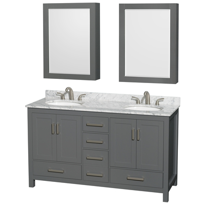 Wyndham Bathroom Vanities, Double Sink Vanities, 50-70, Gray, Modern, Vanity Set, 700161169409, WCS141460DKGCMUNOMED