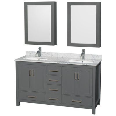 Wyndham Bathroom Vanities, Double Sink Vanities, 50-70, Gray, Modern, Vanity Set, 700161169447, WCS141460DKGCMUNSMED