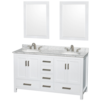 Wyndham Bathroom Vanities, Double Sink Vanities, 50-70, White, Modern, Vanity Set, 700253903164, WCS141460DWHCMUNOM24