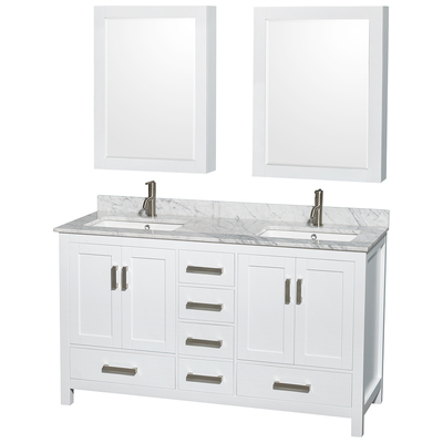 Wyndham Bathroom Vanities, Double Sink Vanities, 50-70, White, Cabinets Only, Modern, Vanity Set, 700253903102, WCS141460DWHCMUNSMED
