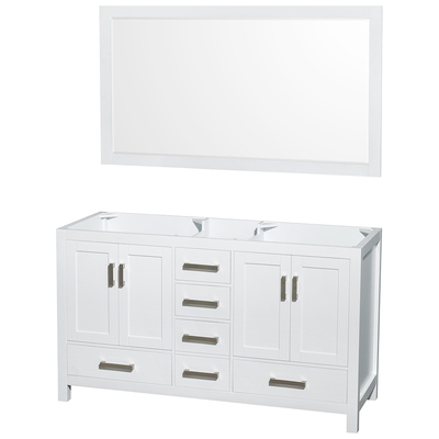 Wyndham Bathroom Vanities, Double Sink Vanities, 50-70, White, Cabinets Only, Modern, Vanity Cabinet, 700253903072, WCS141460DWHCXSXXM58