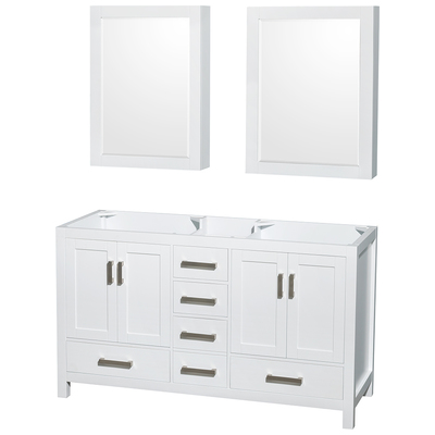 Wyndham Bathroom Vanities, Double Sink Vanities, 50-70, White, Cabinets Only, Modern, Vanity Cabinet, 700253903065, WCS141460DWHCXSXXMED