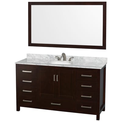 Wyndham Bathroom Vanities, Single Sink Vanities, 50-70, Dark Brown, Modern, Vanity Set, 700253903683, WCS141460SESCMUNOM58