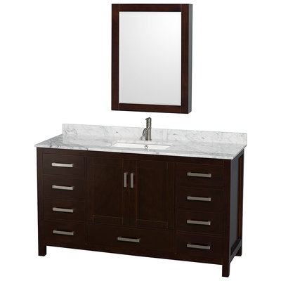 Wyndham Bathroom Vanities, Single Sink Vanities, 50-70, Dark Brown, Modern, Vanity Set, 700253903645, WCS141460SESCMUNSMED