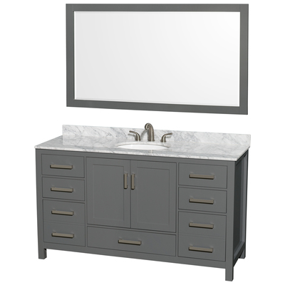 Wyndham Bathroom Vanities, Single Sink Vanities, 50-70, Gray, Modern, Vanity Set, 700161169294, WCS141460SKGCMUNOM58