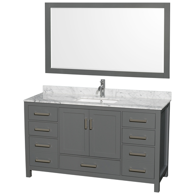 Wyndham Bathroom Vanities, Single Sink Vanities, 50-70, Gray, Modern, Vanity Set, 700161169324, WCS141460SKGCMUNSM58