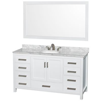 Wyndham Bathroom Vanities, Single Sink Vanities, 50-70, White, Modern, Vanity Set, 700253903539, WCS141460SWHCMUNOM58