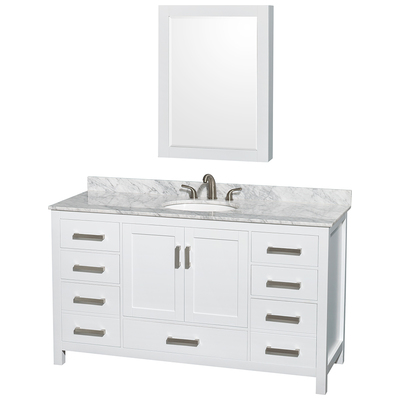 Wyndham Bathroom Vanities, Single Sink Vanities, 50-70, White, Modern, Vanity Set, 700253903522, WCS141460SWHCMUNOMED