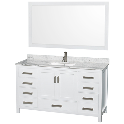 Wyndham Bathroom Vanities, Single Sink Vanities, 50-70, White, Modern, Vanity Set, 700253903508, WCS141460SWHCMUNSM58