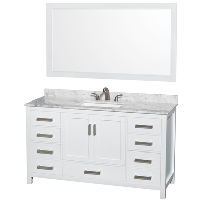 Wyndham Bathroom Vanities, Single Sink Vanities, 50-70, White, Modern, Vanity Set, 810023763840, WCS141460SWHCMUS3M58