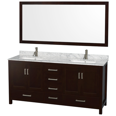 Wyndham Bathroom Vanities, Double Sink Vanities, 70-90, Dark Brown, Modern, Vanity Set, 700253902914, WCS141472DESCMUNSM70