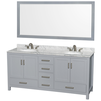 Wyndham Bathroom Vanities, Double Sink Vanities, 70-90, Gray, Modern, Vanity Set, 700161158304, WCS141472DGYCMUNOM70