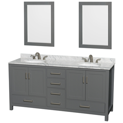 Wyndham Bathroom Vanities, Double Sink Vanities, 70-90, Gray, Modern, Vanity Set, 700161169508, WCS141472DKGCMUNOM24