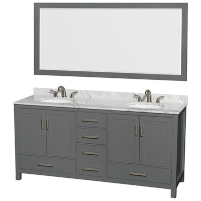 Wyndham Bathroom Vanities, Double Sink Vanities, 70-90, Gray, Modern, Vanity Set, 700161169515, WCS141472DKGCMUNOM70