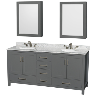 Wyndham Bathroom Vanities, Double Sink Vanities, 70-90, Gray, Modern, Vanity Set, 700161169522, WCS141472DKGCMUNOMED