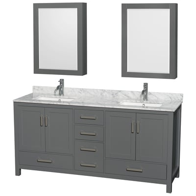 Wyndham Bathroom Vanities, Double Sink Vanities, 70-90, Gray, Modern, Vanity Set, 700161169560, WCS141472DKGCMUNSMED