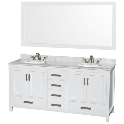 Wyndham Bathroom Vanities, Double Sink Vanities, 70-90, White, Modern, Vanity Set, 700253902754, WCS141472DWHCMUNOM70