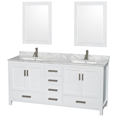 Wyndham Bathroom Vanities, Double Sink Vanities, 70-90, White, Modern, Vanity Set, 700253902723, WCS141472DWHCMUNSM24