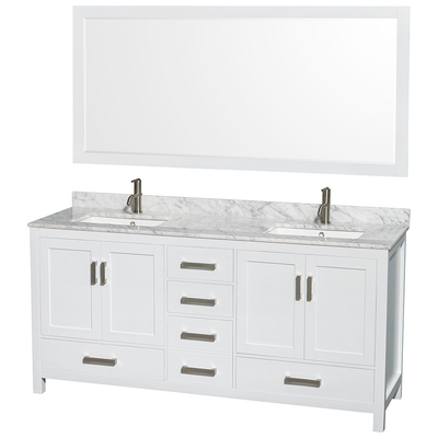 Wyndham Bathroom Vanities, Double Sink Vanities, 70-90, White, Modern, Vanity Set, 700253902716, WCS141472DWHCMUNSM70