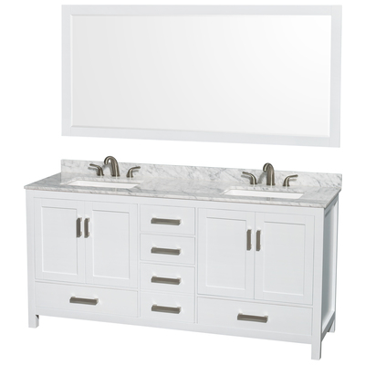 Wyndham Bathroom Vanities, Double Sink Vanities, 70-90, White, Modern, Vanity Set, 810023763864, WCS141472DWHCMUS3M70