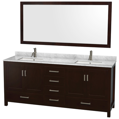 Wyndham Bathroom Vanities, Double Sink Vanities, 70-90, Dark Brown, Modern, Vanity Set, 700253902518, WCS141480DESCMUNSM70