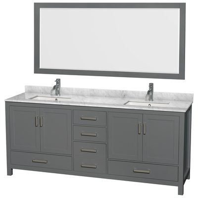 Wyndham Bathroom Vanities, Double Sink Vanities, 70-90, Gray, Modern, Vanity Set, 700161169676, WCS141480DKGCMUNSM70