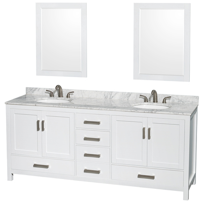 Wyndham Bathroom Vanities, Double Sink Vanities, 70-90, White, Modern, Vanity Set, 700253902365, WCS141480DWHCMUNOM24