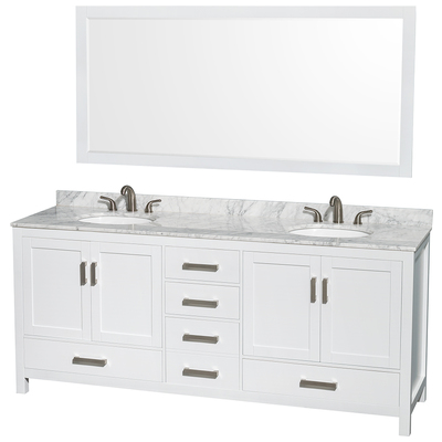Wyndham Bathroom Vanities, Double Sink Vanities, 70-90, White, Modern, Vanity Set, 700253902358, WCS141480DWHCMUNOM70