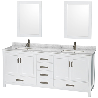 Wyndham Bathroom Vanities, Double Sink Vanities, 70-90, White, Modern, Vanity Set, 700253902327, WCS141480DWHCMUNSM24