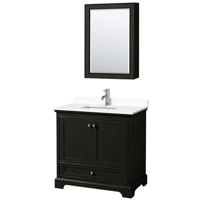 Wyndham Bathroom Vanities, Single Sink Vanities, 30-40, Dark Brown, Modern, Vanity Set, 840193302556, WCS202036SDEWCUNSMED