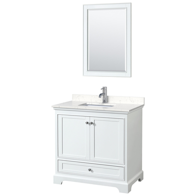 Wyndham Bathroom Vanities, Single Sink Vanities, 30-40, White, Modern, Vanity Set, 840193304451, WCS202036SWHC2UNSM24