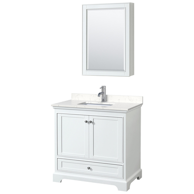 Wyndham Bathroom Vanities, Single Sink Vanities, 30-40, White, Modern, Vanity Set, 840193304475, WCS202036SWHC2UNSMED
