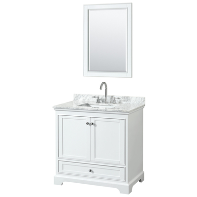 Wyndham Bathroom Vanities, Single Sink Vanities, 30-40, White, Modern, Vanity Set, 700161167849, WCS202036SWHCMUNSM24
